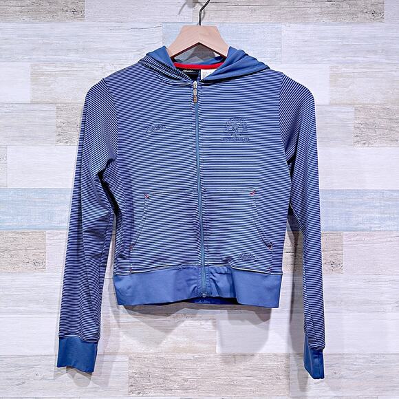 KAELIN 1/4 Zip Tech Hoodie Blue Stripe Hilton Head SC Tennis Womens Small - Picture 1 of 7